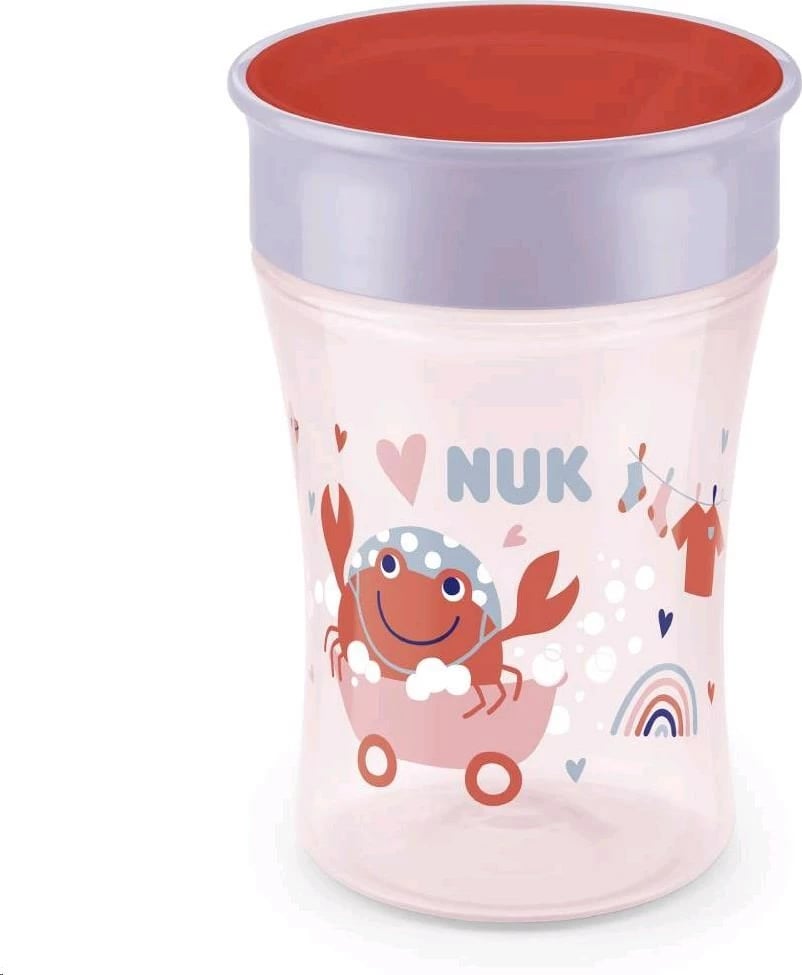 gotë bebe trajnimi 360°, NUK, Magic, 230ml, BPA-free, me kapak, e kuqe