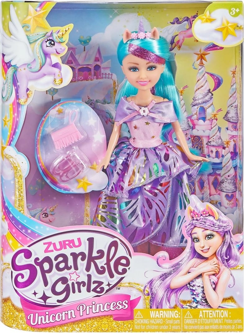 Kukull ZURU Sparkle Girlz Unicorn Princess, 10.5 inç, shumëngjyrëshe