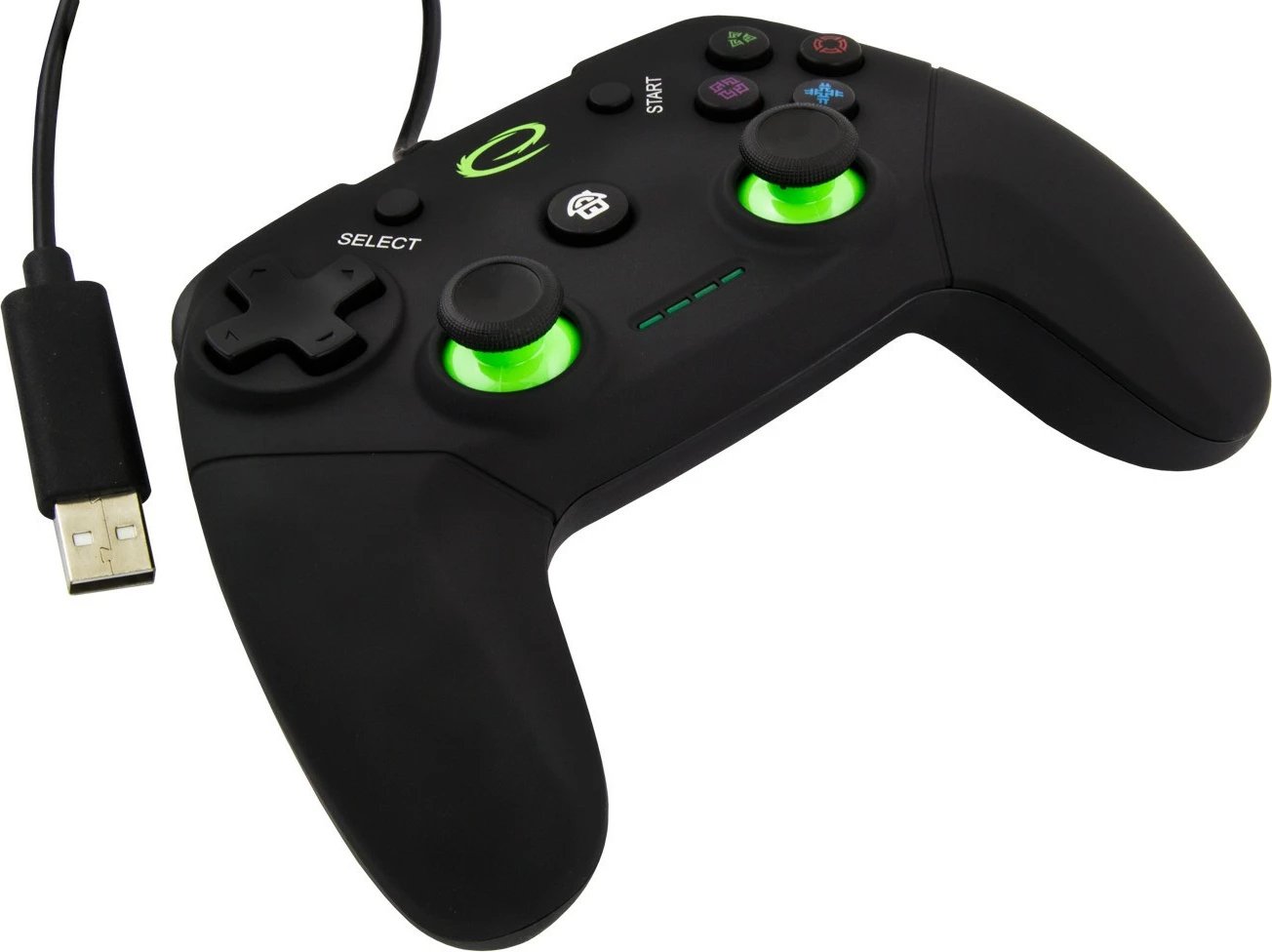 Gamepad Esperanza EGG110K për PC/PS3, me kabllo, i zi/gjelbër