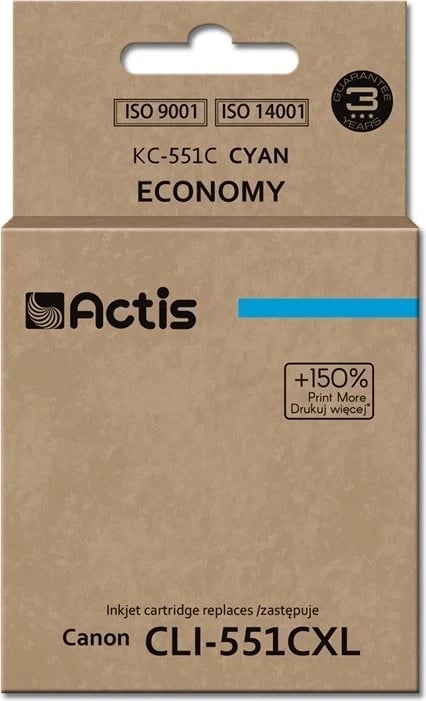 Ngjyrë zëvendësuese Actis KC-551C ink për Canon CLI-551C, 12ml, e kaltër (me çip)
