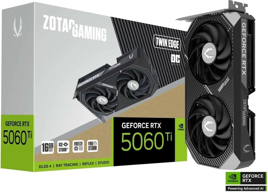 Kartë grafike ZOTAC GeForce RTX 5060 Ti Twin Edge OC 16GB GDDR7 128-bit PCIe 5.0 3xDP/HDMI