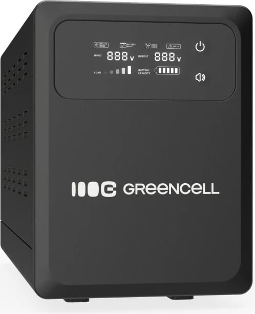 Kasë UPS Green Cell PowerCore UPSLPPC1000, 1000W/1500VA, 12VDC, e zezë