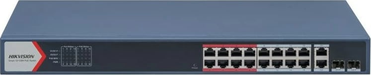 Switch Hikvision DS-3E1318P-EI, 16 porte Fast Ethernet PoE, 2 porte SFP, 1U, Kaltër