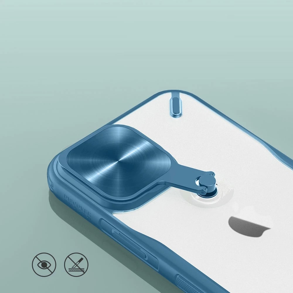 Mbështjellës Nillkin Cyclops Case për iPhone 13 Pro Max, me kapak kamere dhe mbajtëse, i zi