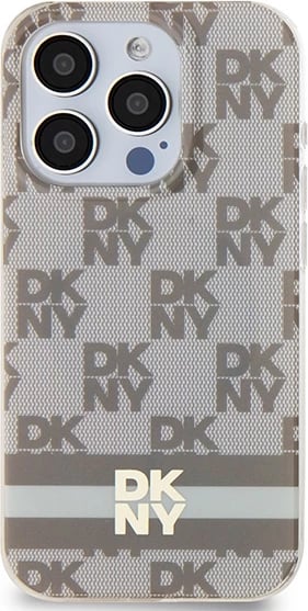 Mbështjellës DKNY IML Checkered Mono Pattern & Printed Stripes MagSafe për iPhone 13 Pro/13, Bezhe