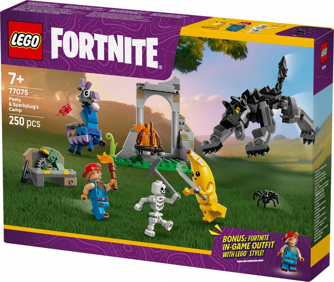 Set LEGO Fortnite 77075, Skin & Spark & Camp, 250 pjesë