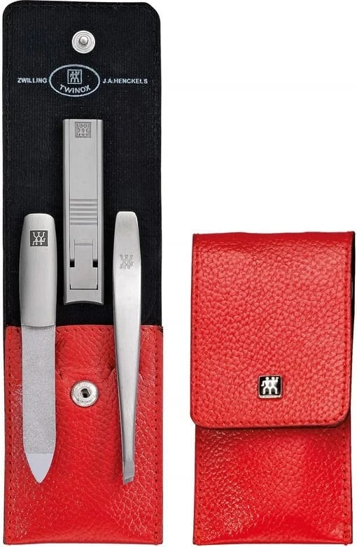 Set manikyr/pedikyr ZWILLING 97119-002-0 me kuti lëkure të kuqe
