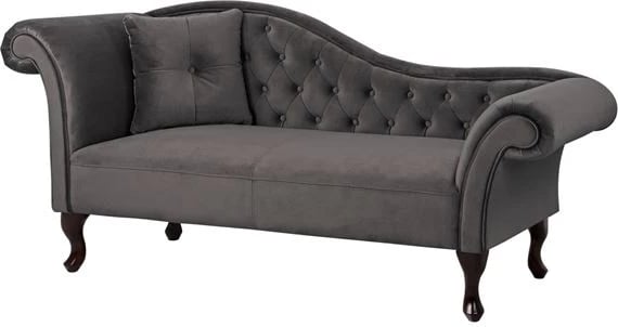 Chaise longue Chesterfield, kadife gri, Niovi FH3007.10, krah i majtë, 189x61x84 cm
