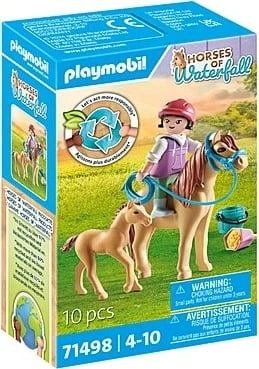Set lodrash Playmobil Horses of Waterfall 71498, fëmijë me poni dhe këlysh kali, 10 pjesë