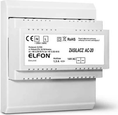 Furnizues energjie Elfon AC-20, 1.5A, 14V AC, i bardhë