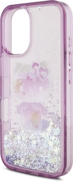 Mbështjellës Hello Kitty Liquid Glitter 50TH Anniversary Party për iPhone 16, Violet