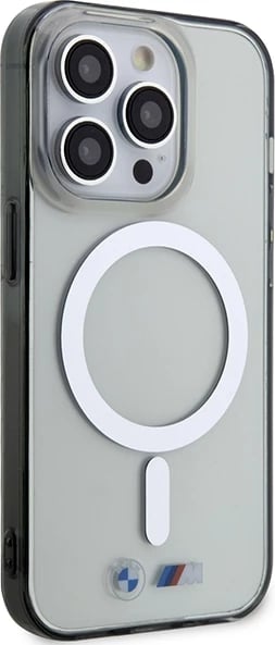 Mbështjellës BMW Silver Ring MagSafe për iPhone 15 Pro Max, transparent