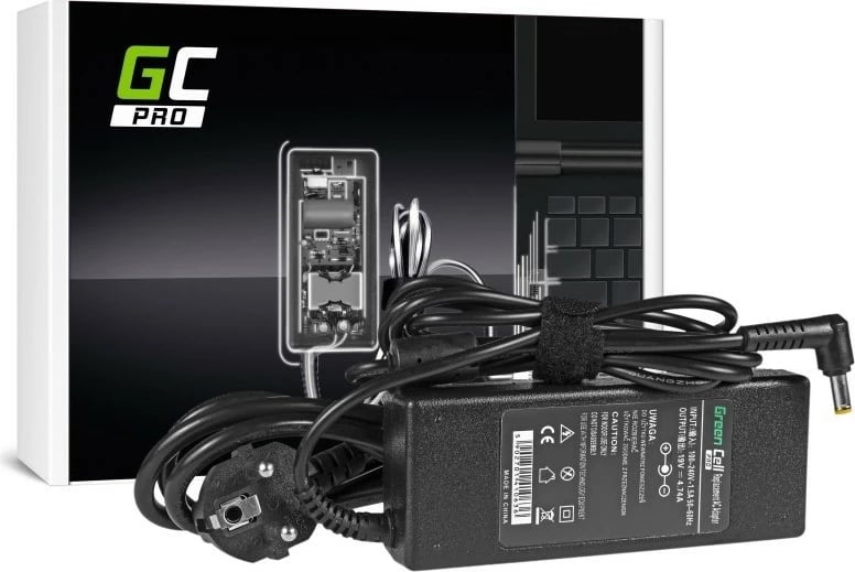 Adapter rryme Green Cell PRO AD02P për Acer 5733, 19V 4.74A, 90W, 5.5-1.7mm, i zi