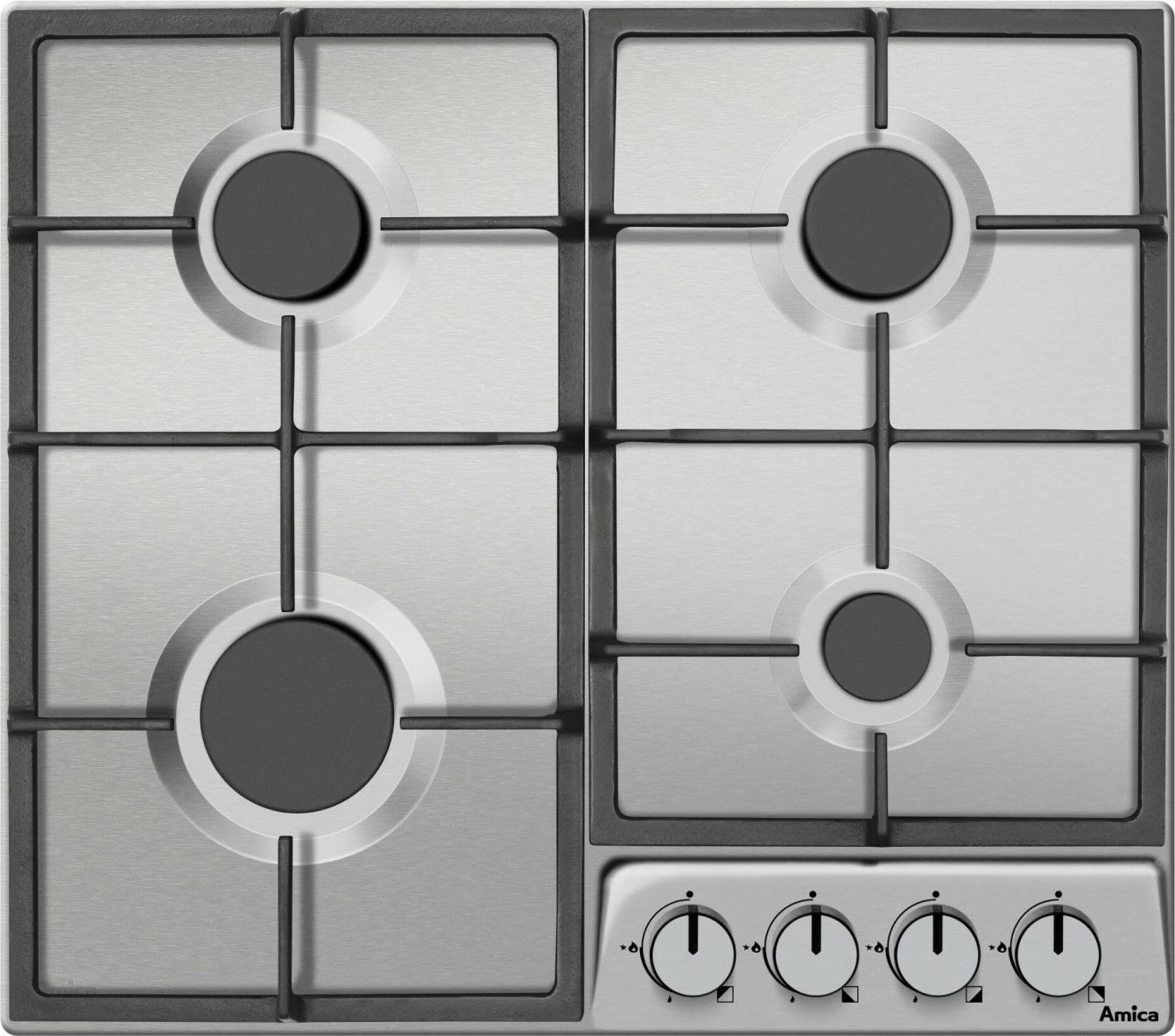 Pjatë gazi Amica PGD6100APR, 4 zona, inox