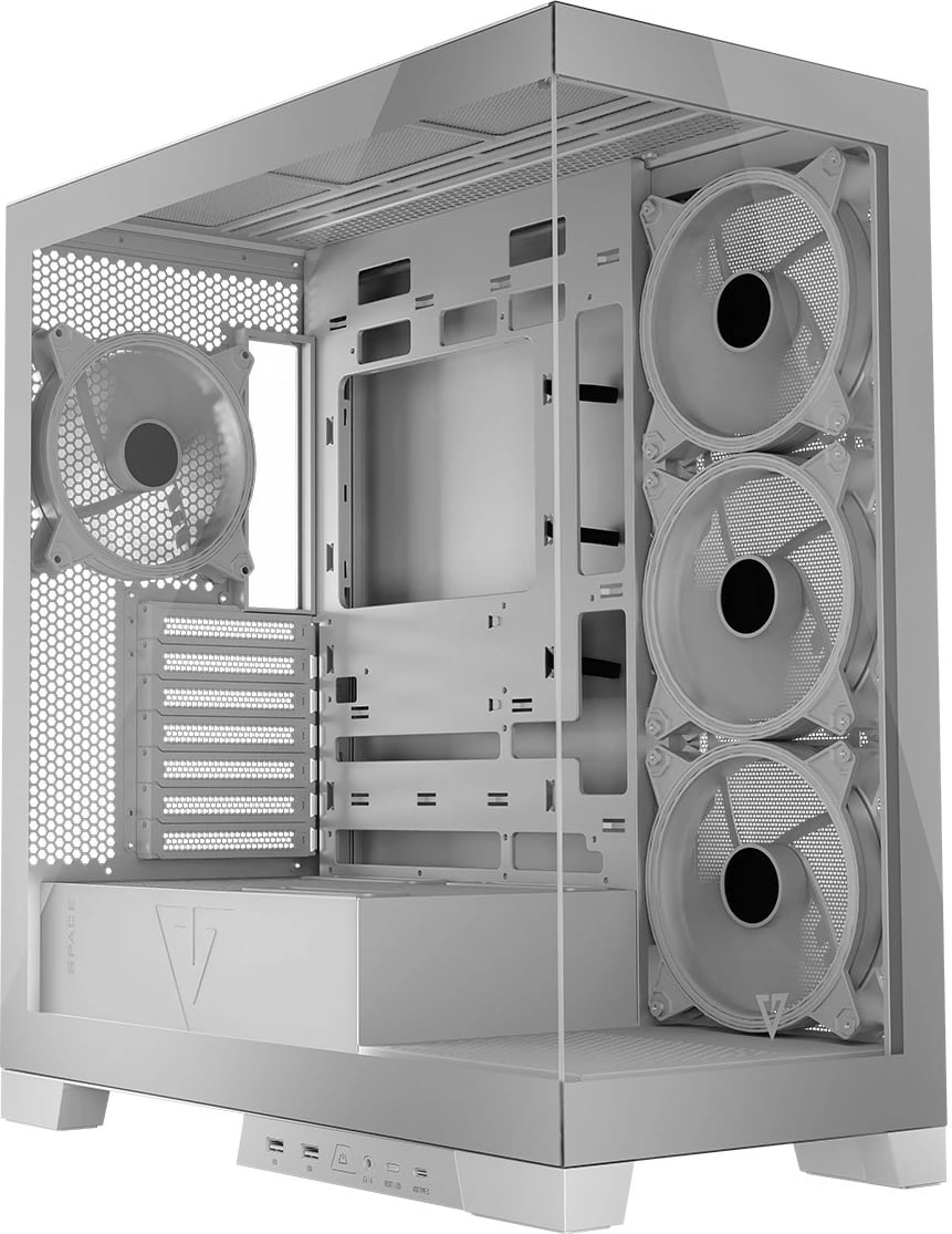 Kasë MODECOM Volcano Space ARGB, Midi Tower, xham i temperuar, e bardhë