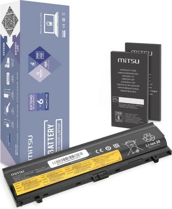 Bateri për laptop Mitsu BC/LE-L570, për Lenovo Thinkpad L560/L570, 4400 mAh, 6 qeliza, e zezë