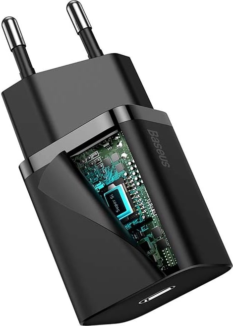 Karikues i shpejtë Baseus Super Si Quick Charger 1C TZCCSUP-B01 me kabllo USB-C në Lightning 1m, Zi