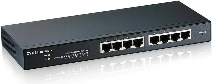 Switch Zyxel GS1900-8, Managed, L2, Gigabit Ethernet, Full duplex, Rack mounting