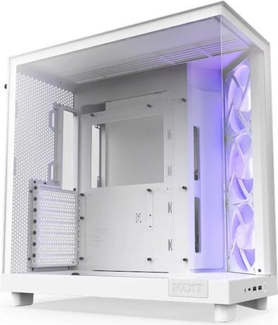 Kasë NZXT H6 Flow RGB, Midi Tower, xham i temperuar, e bardhë