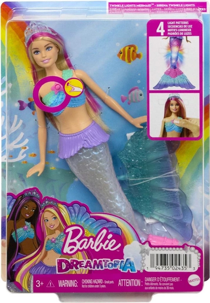 Lodër Barbie Dreamtopia Twinkle Lights Mermaid, MATTEL, Shumëngjyrëshe