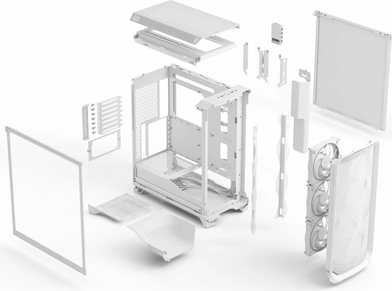 Kasë Fractal Design Meshify 3 Ambience ProRGB White TG Clear, ATX, RGB, Xham i temperuar, E bardhë