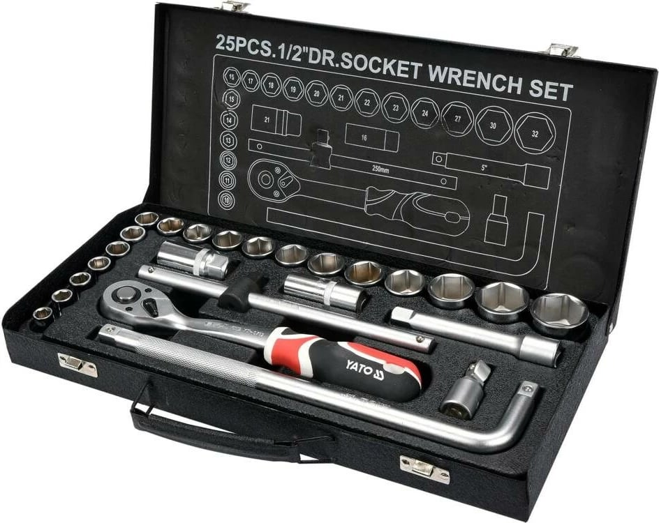 Set soketash Yato YT-12671, 25 copë