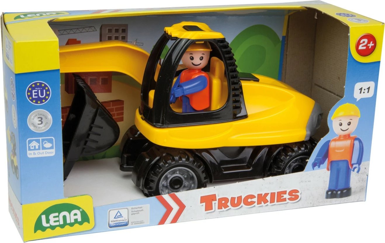 Ekskavator lodër Lena 25cm, plastikë, verdhë/zi, në kuti