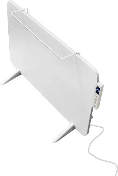 Ngrohës panelor me infra të kuqe, MPM, MUG-24, 450 W, termostat, timer, ekran, telekomandë dhe aplikacion Tuya, montim në mur ose në këmbë, mbajtëse peshqirësh, i bardhë