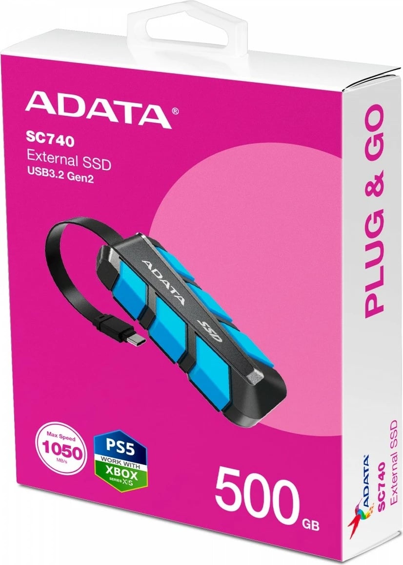 SSD i jashtëm Adata SC740, 500 GB, USB 3.2, Blu