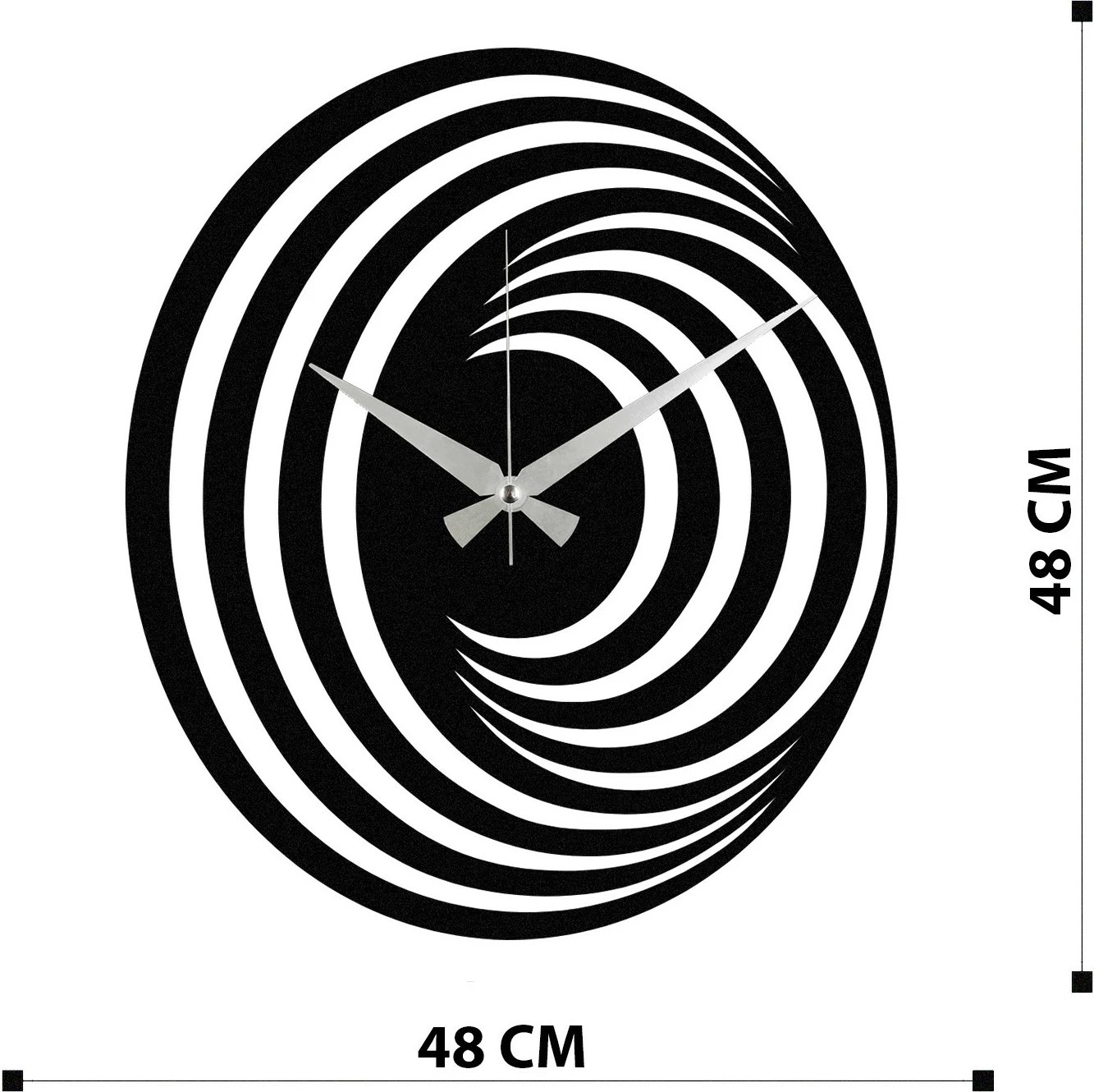 Orë muri dekorative prej metali, Wallity Enzoclock - S017, e zezë, 48x48cm