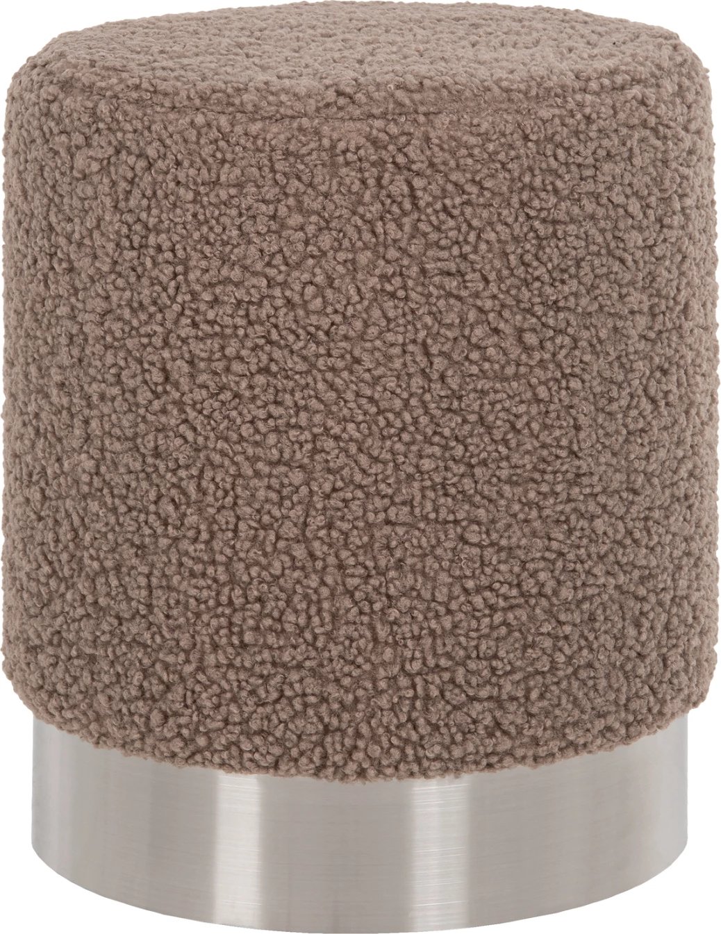 Karrige për bar LEVY FH8408.25 pëlhurë boucle ngjyrë kafe e çelët-bazë argjendi Φ35x42H cm