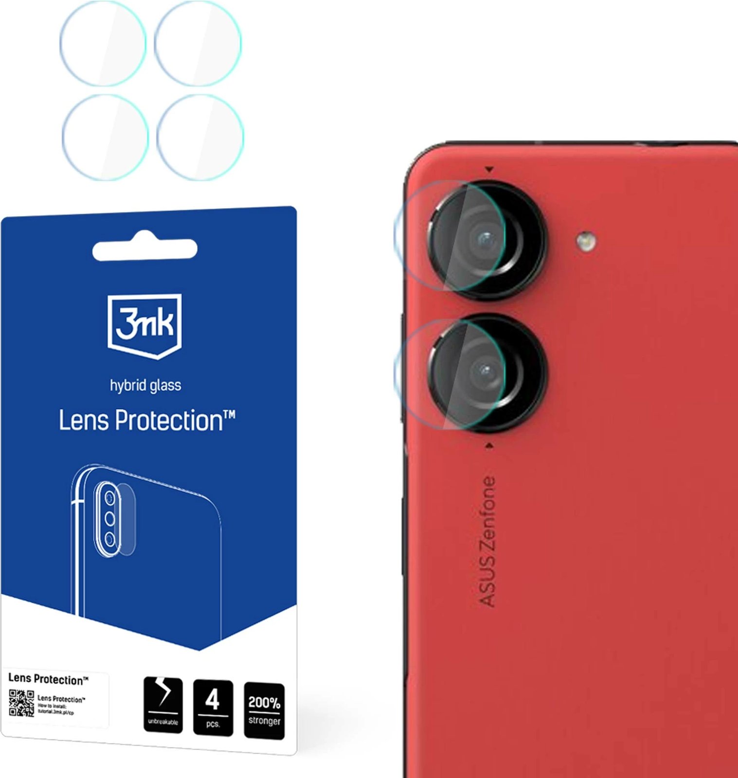 Xham hibrid për kamera 3mk Protection për Asus Zenfone 10, 4 copë