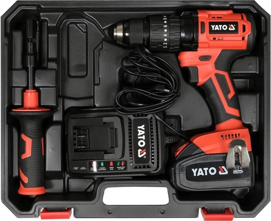 Makine shpimi Yato YT-82790, 2100 RPM, Pa çelës, 1.4 kg, E zezë, E kuqe