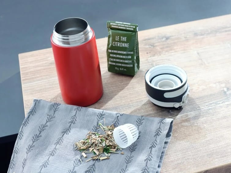 Termos udhëtimi Leifheit 3245, 350 ml, i zi/kuq, çelik inox