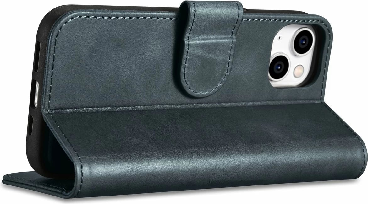 Mbështjellës iCarer Oil Wax Wallet 2in1 për iPhone 14 Plus, lëkurë, Anti-RFID, Blu