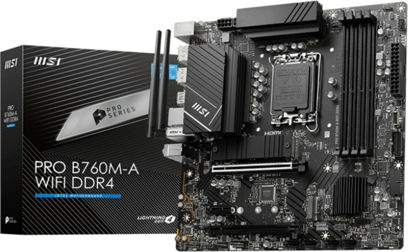Pllakë amë MSI PRO B760M-A WIFI DDR4, micro ATX, Intel, e zezë