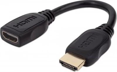 Kabëll HDMI Manhattan me Ethernet, 20cm, i zi