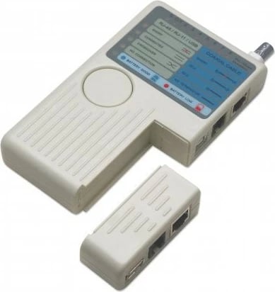 Tester kabllosh Intellinet 351911, 4-në-1, RJ11/RJ45/USB/BNC, krem