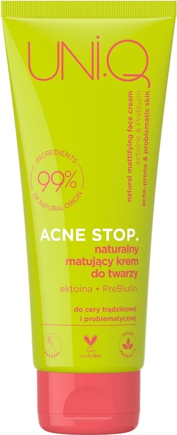 Krem fytyre matifikues natyral për femra UNI.Q Acne Stop 75ml
