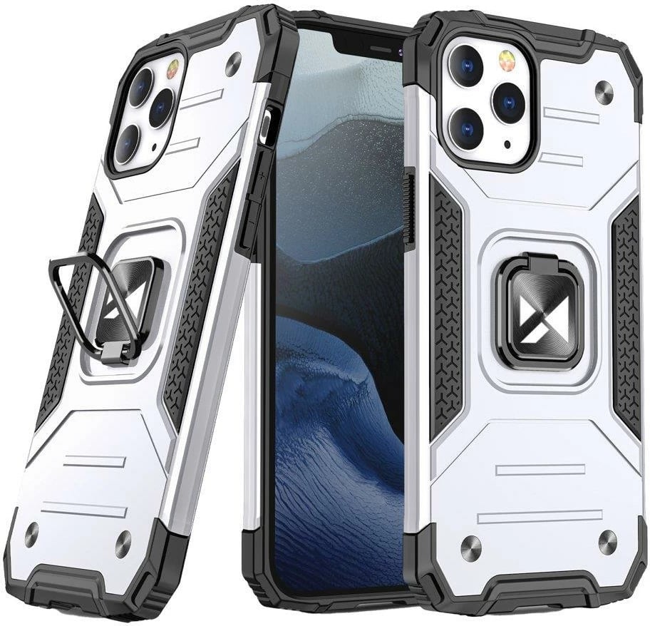 Mbështjellës Wozinsky Ring Armor me këmbëz dhe ring holder për iPhone 13 Pro Max, argjendtë
