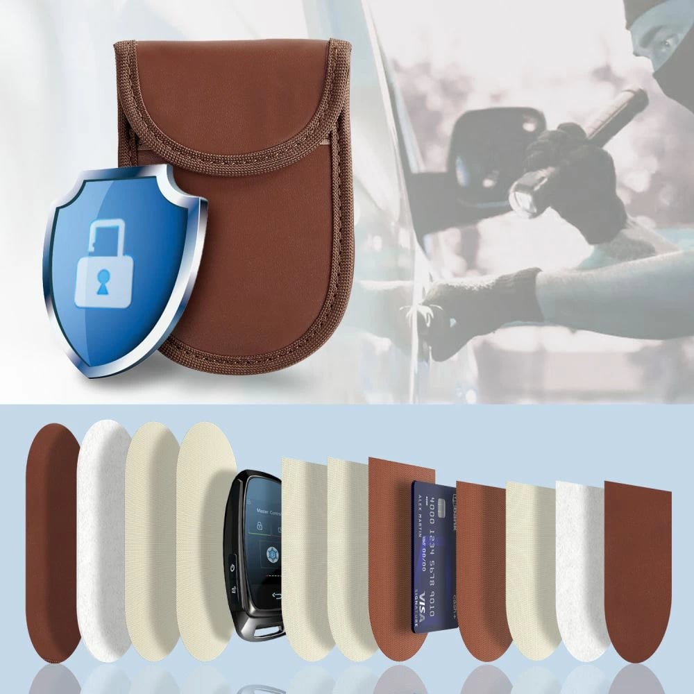 Mbështjellës për çelësa makine Tech-Protect KLR100, RFID, Kafe