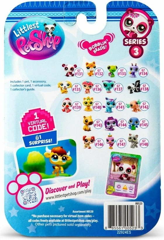 Figurinë Littlest Pet Shop G7 S3, Tm Toys, LPS00523, me aksesor, shumëngjyrëshe, 1 copë