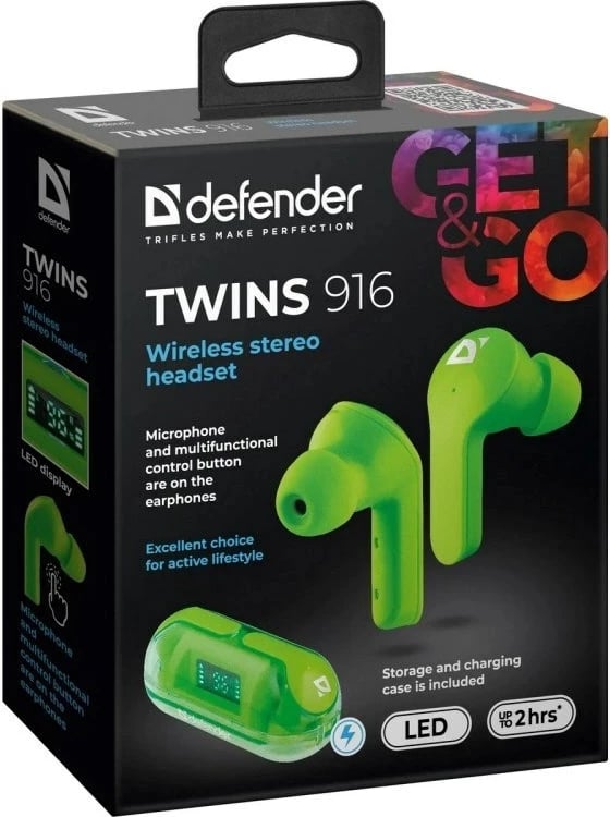 Kufje Bluetooth defender TWINS 916, Jeshile
