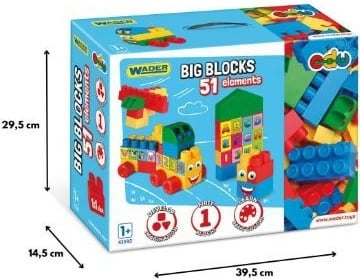 Set blloqe të mëdha Wader Big Blocks 51 copë, plastikë, shumëngjyrëshe