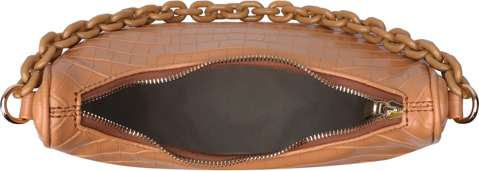 Çantë shpatulle Lucky Bees, ngjyrë tan, model Croco, 27x10x20cm