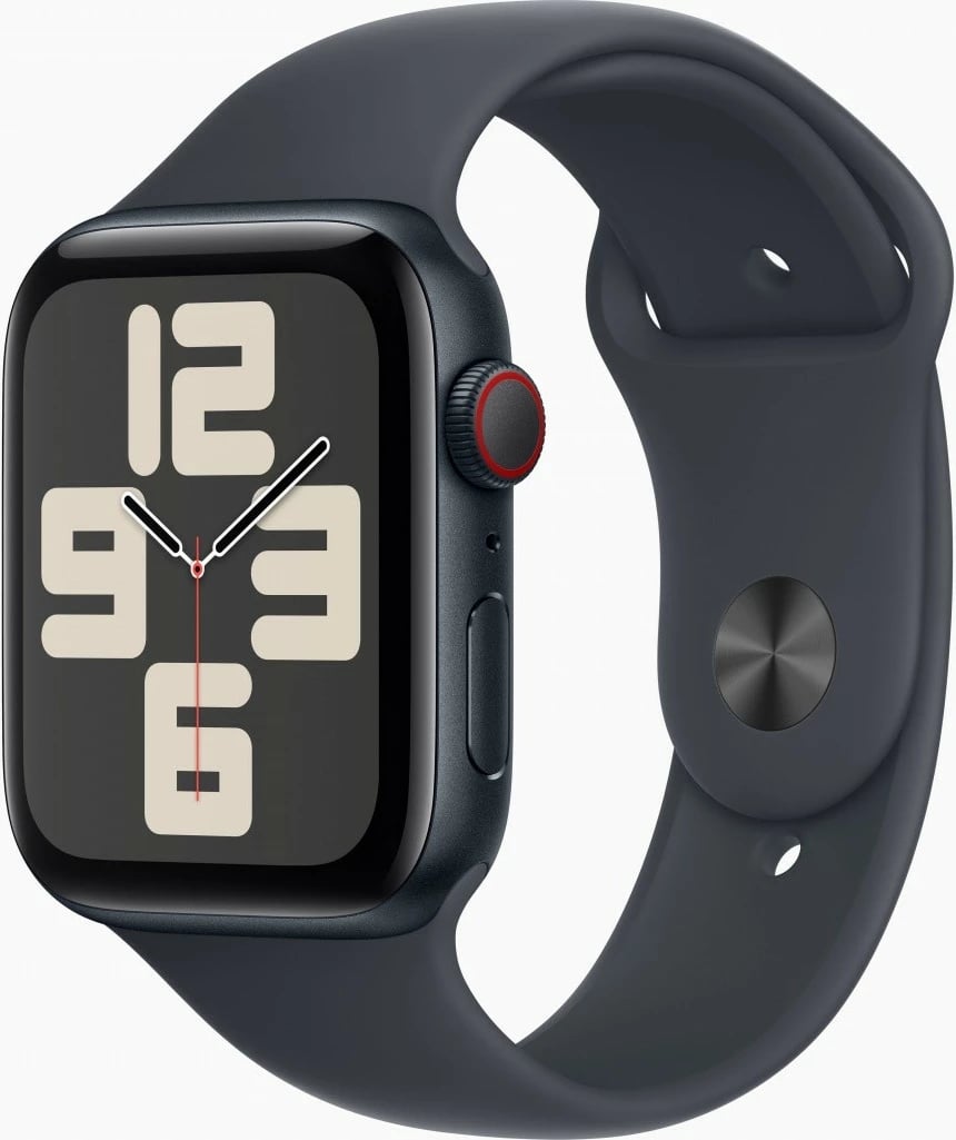 Smartwatch Apple Watch SE GPS + Cellular, 44mm, kasë alumini midnight, rrip sport M/L, i zi