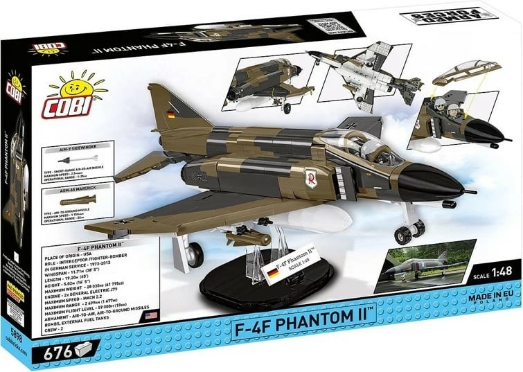 Set lodrash ndërtimi Cobi Armed Forces F-4F Phantom II, 676 pjesë, plastikë