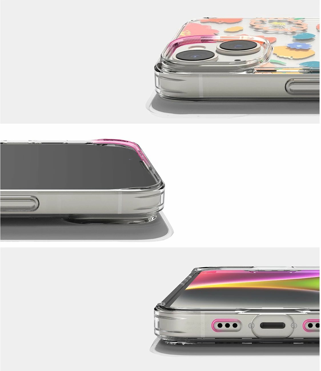 Mbështjellës Ringke Fusion Design për iPhone 14 Plus, transparent me lule