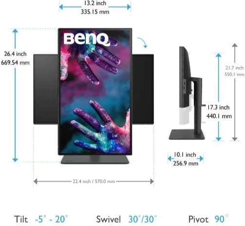 Monitor BenQ PD2506Q 25 inç, QHD, IPS, 5ms, HDMI, i zi