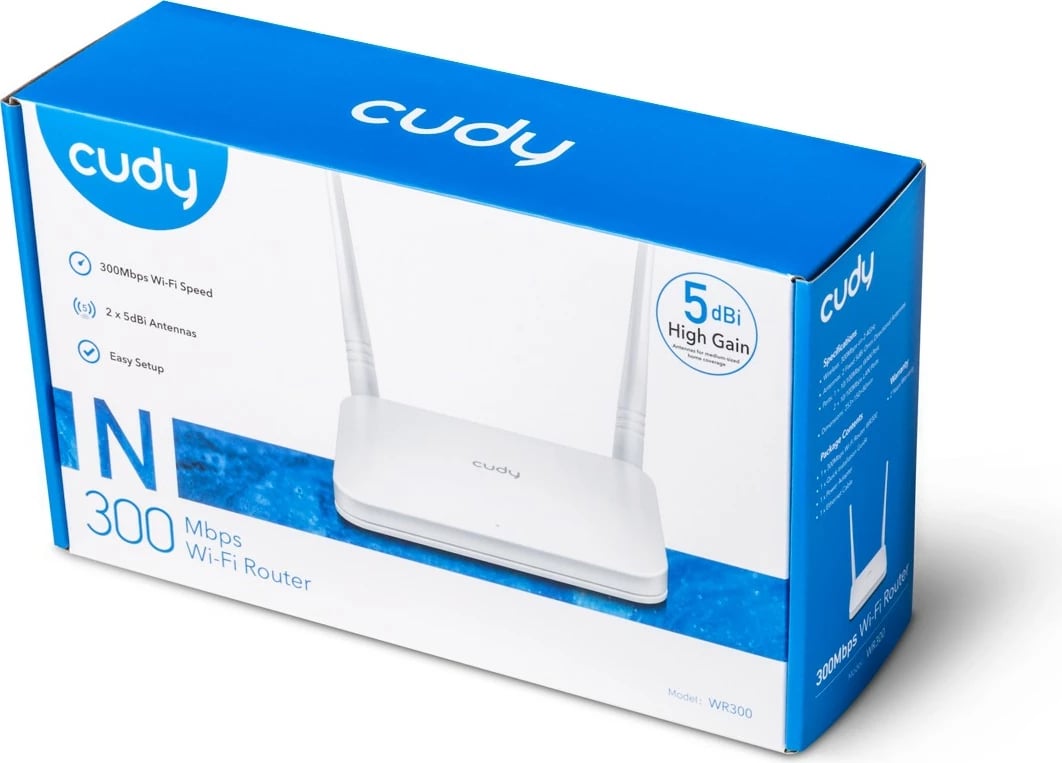 Router Cudy WR300, Wi-Fi 4, Single-band 2.4 GHz, Bardhë